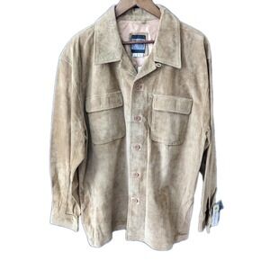 BC Ethic Suede Leather Beige Shirt Jacket Men's Size L New with Tags